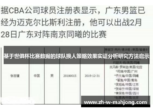 基于世俱杯比赛数据的球队换人策略效果实证分析研究方法启示